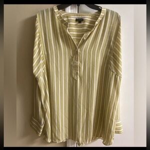 Talbots Yellow and Black Striped‎ Top blouse Large